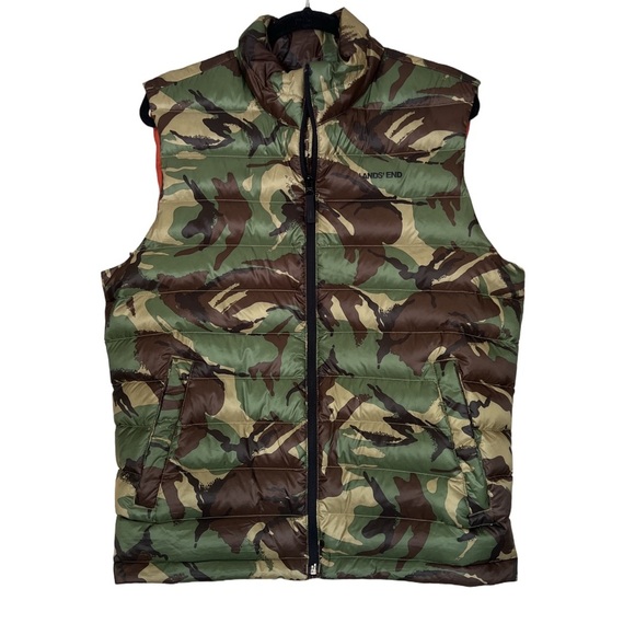 Lands' End Other - Lands' End Men's Wanderweight packable down Green and Brown Camouflage Vest